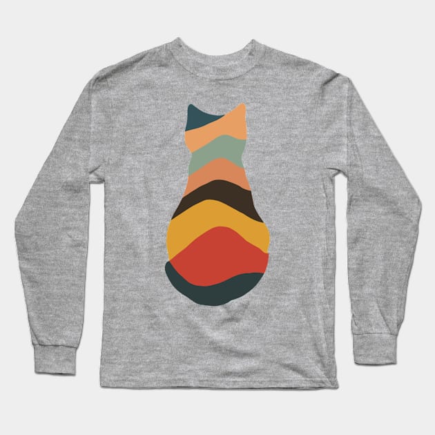 Vintage Colour Cat Sihouette Long Sleeve T-Shirt by RiyanRizqi